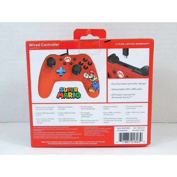 Nintendo Switch Wired Controller Super Mario PowerA Game Controller 10ft Cable - Picture 9 of 12